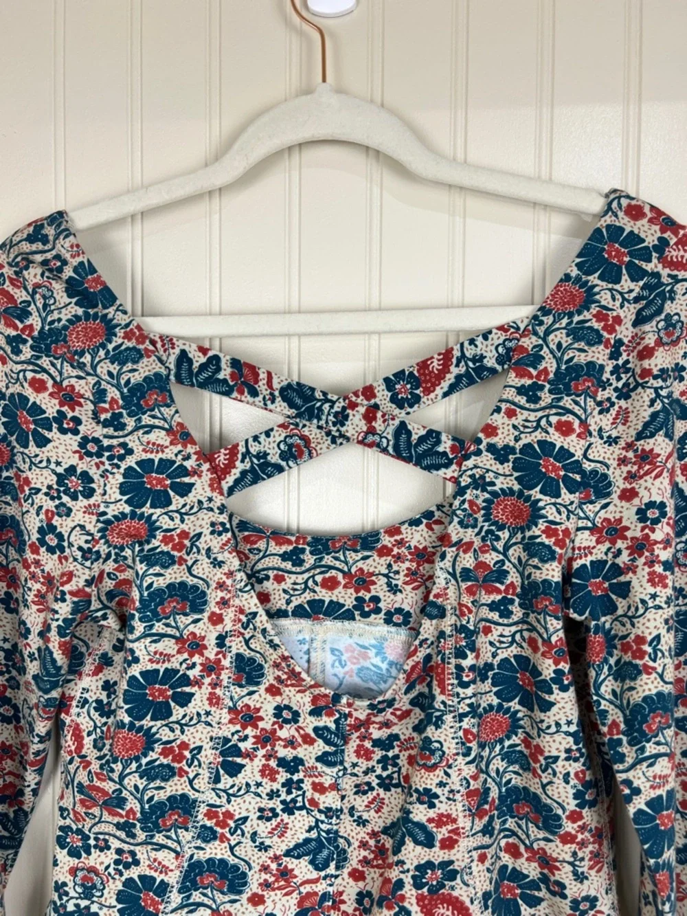 New Free People Melanie Long Sleeve Top in Sand Combo Size Large